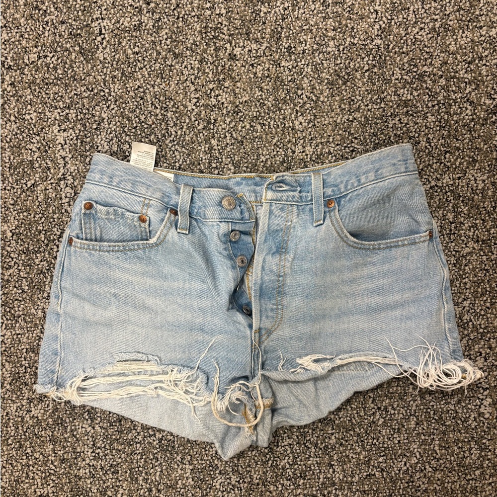 Levi's Light Blue Ripped Jean Shorts
